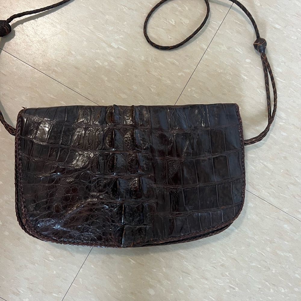 brown pure aligator bag
